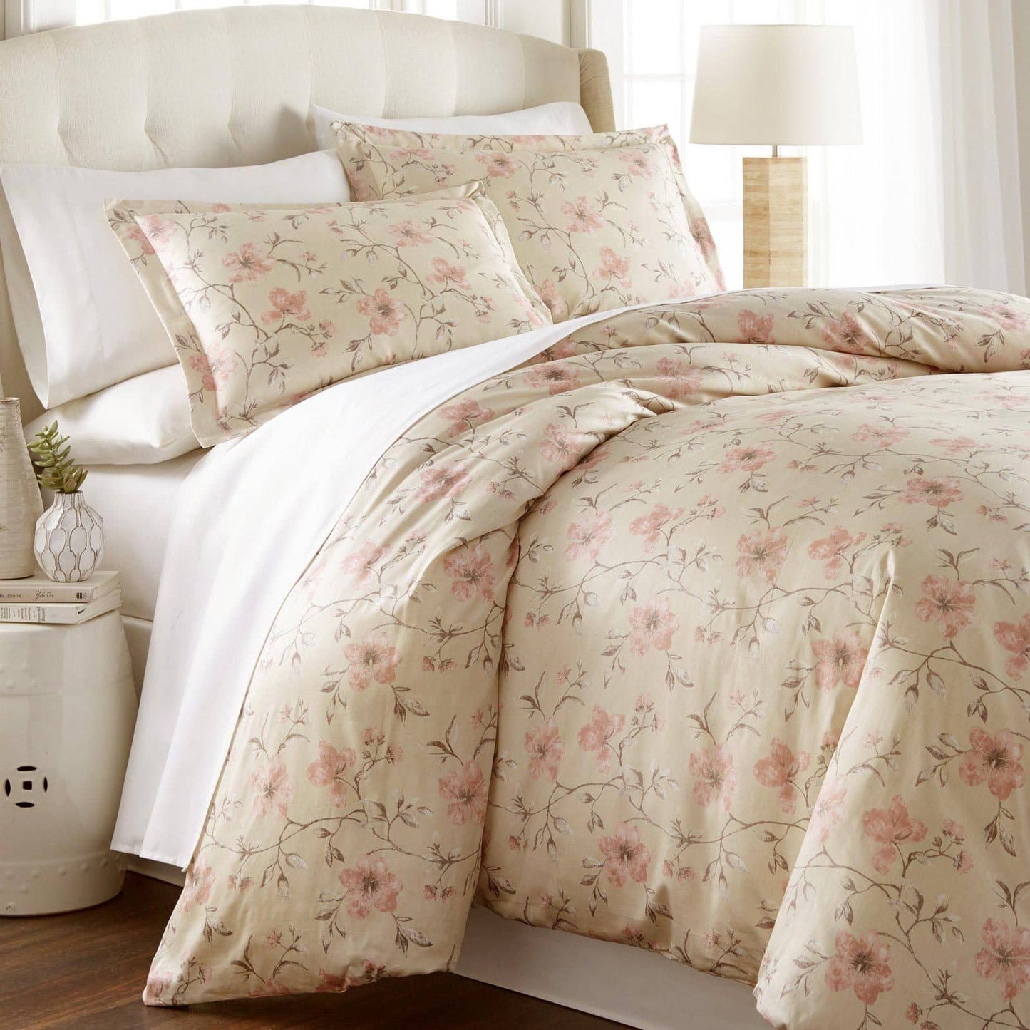 Wild Rose Duvet Cover Set, Soft Sand