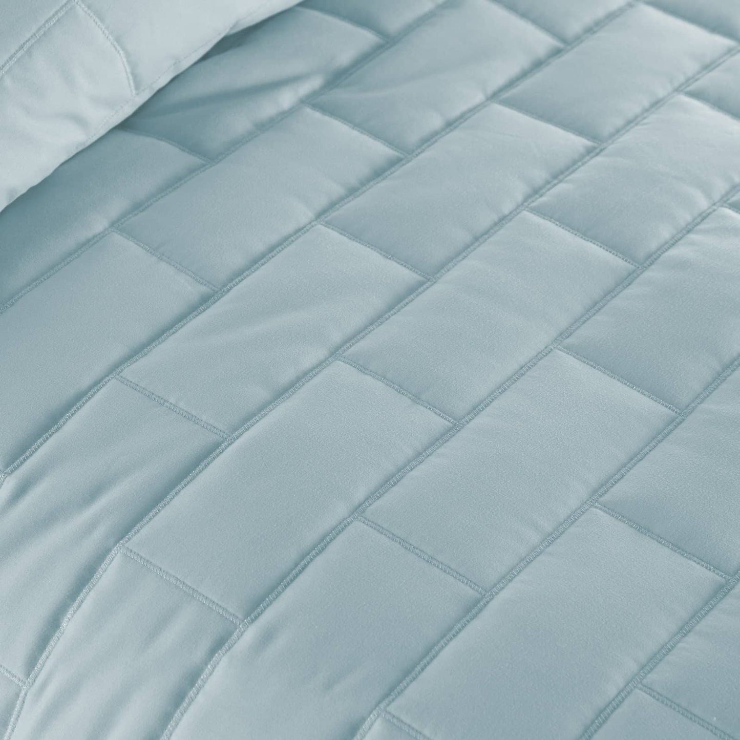 Subway Tile Luxe Quilt Set, Sky Blue