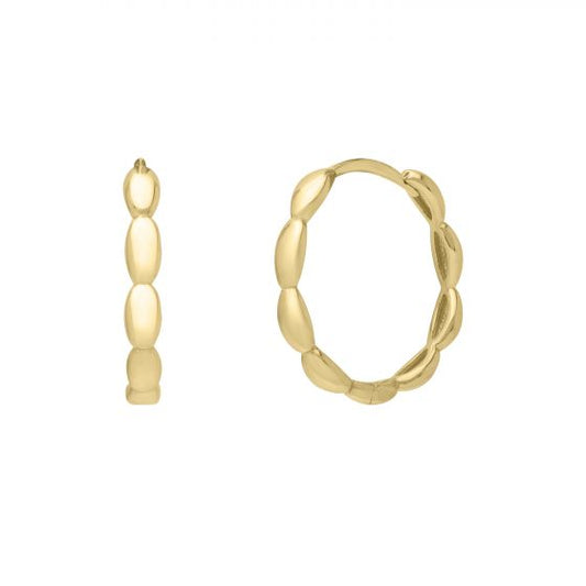 14K Medium Rice Huggie Hoop Earrings