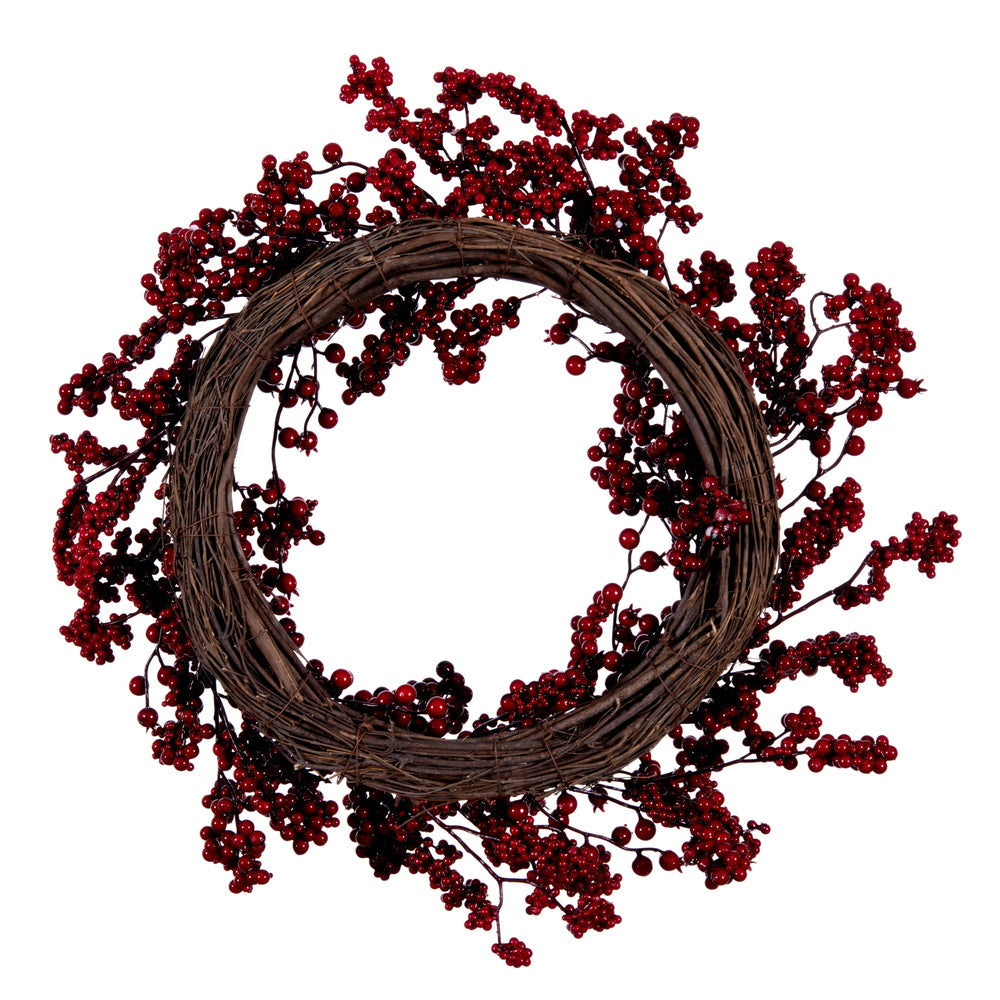 Artificial Red Berry Wreath, 24"